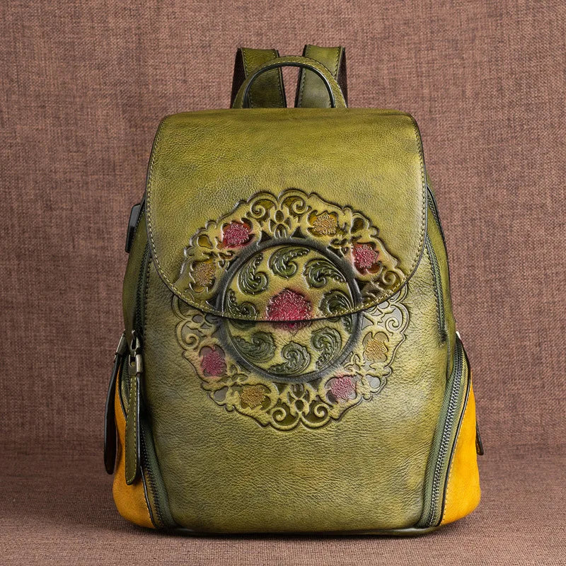 MOTAORA Fashion Backpack Retro Genuine Leather Backpacks For Women New Handmade Embossed Vintage Bag China Style Backpack Ladies - Image 6