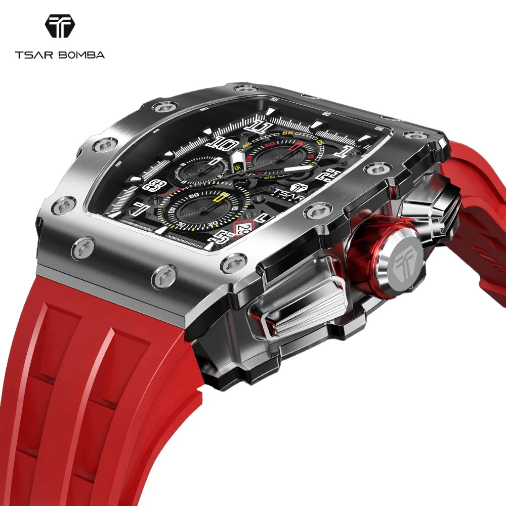 TSAR BOMBA Watch for Men Top Brand Luxury Waterproof Quartz Wristwatch Tonneau Clock Gift Chronograph Rectangle Mens Watch - Image 16
