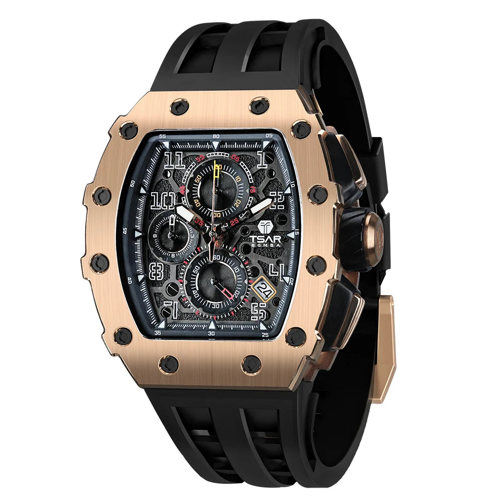 TSAR BOMBA Watch for Men Top Brand Luxury Waterproof Quartz Wristwatch Tonneau Clock Gift Chronograph Rectangle Mens Watch - Image 8